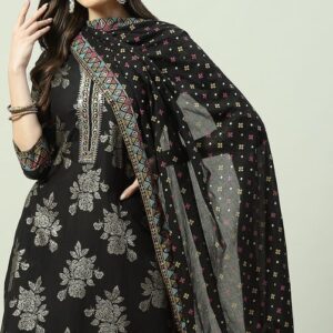 sale online exclusive black cotton straight kurta palazzo suit set