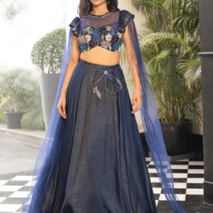 western whimsy blue lehenga set