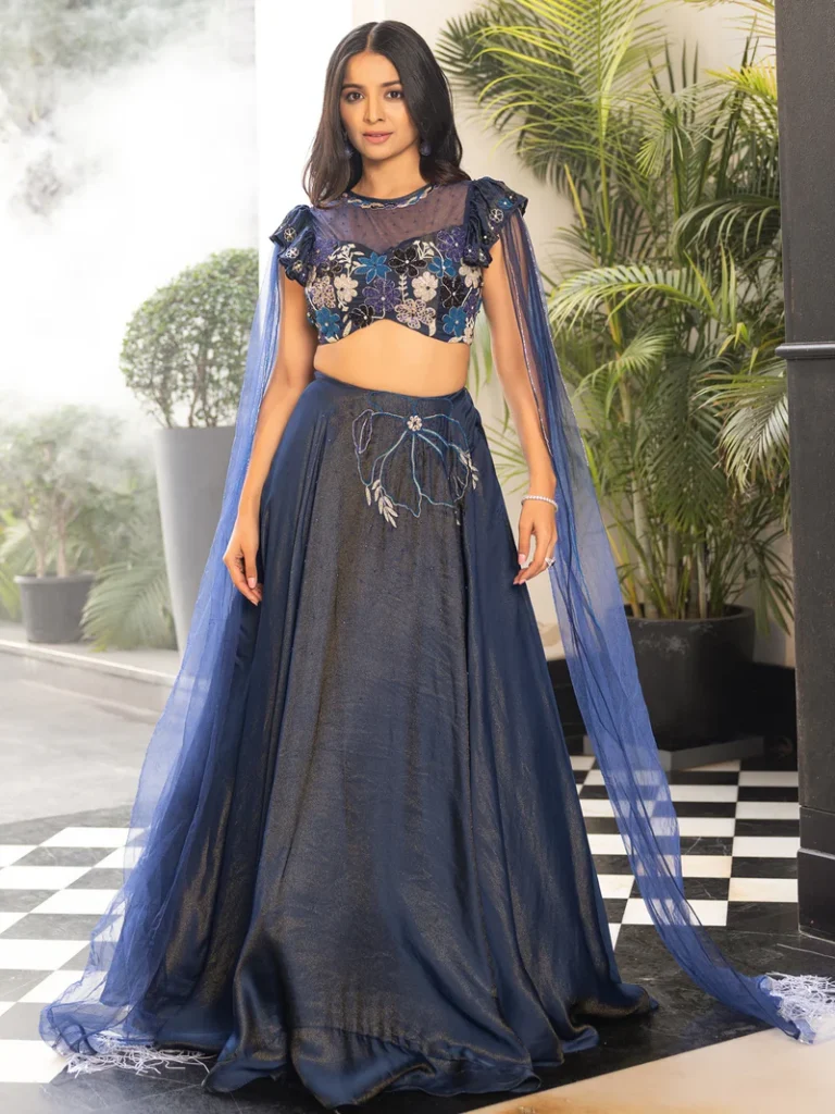 western whimsy blue lehenga set