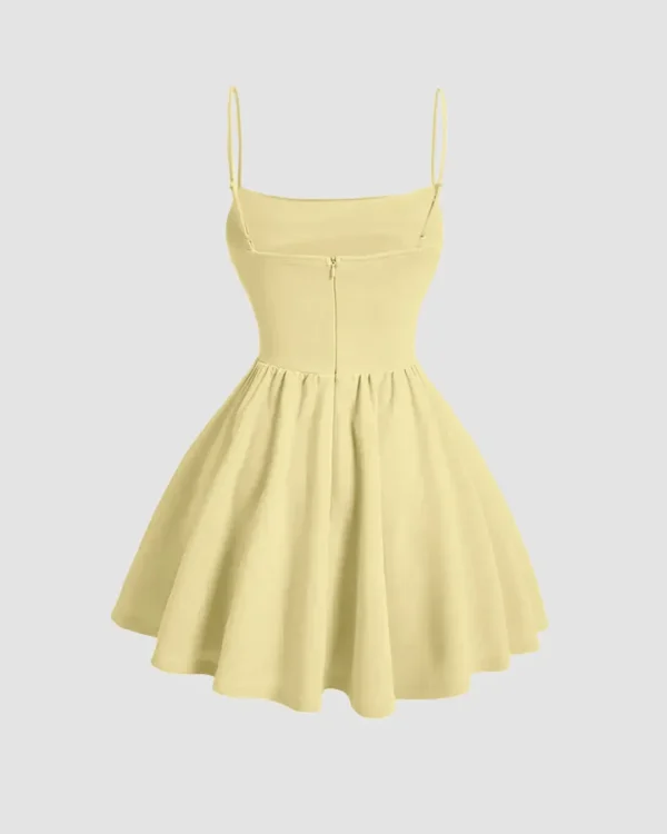 pleated waist cami short dress in gt vanilla