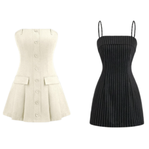 collar blazer & bustier two piece dress