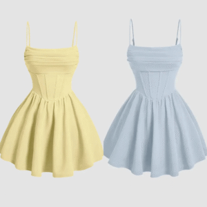 pleated waist cami short dress